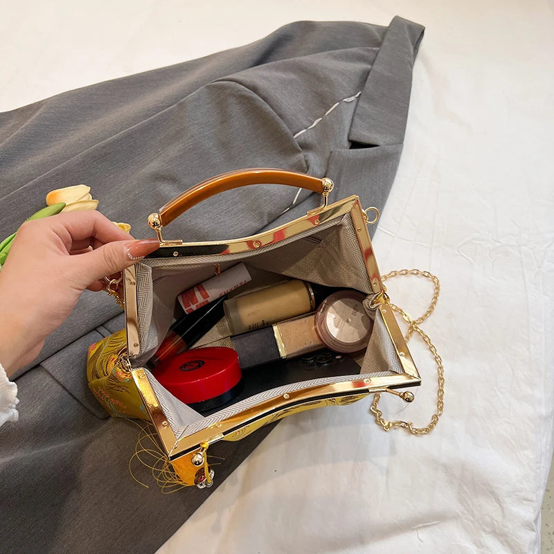 Luxury Women Party Dinner Bag Fashion Ladies Dinner Bag Elegant Wooden handle Simple Formal Gorgeous Crossbody Daily use Purse