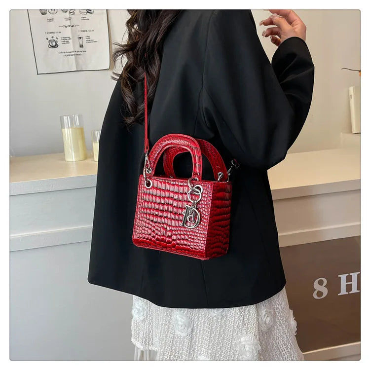 Women's Princess Diana - Style Glossy Crocodile Shoulder Bag - High - End,Versatile Messenger for On - the - Go luxury designer