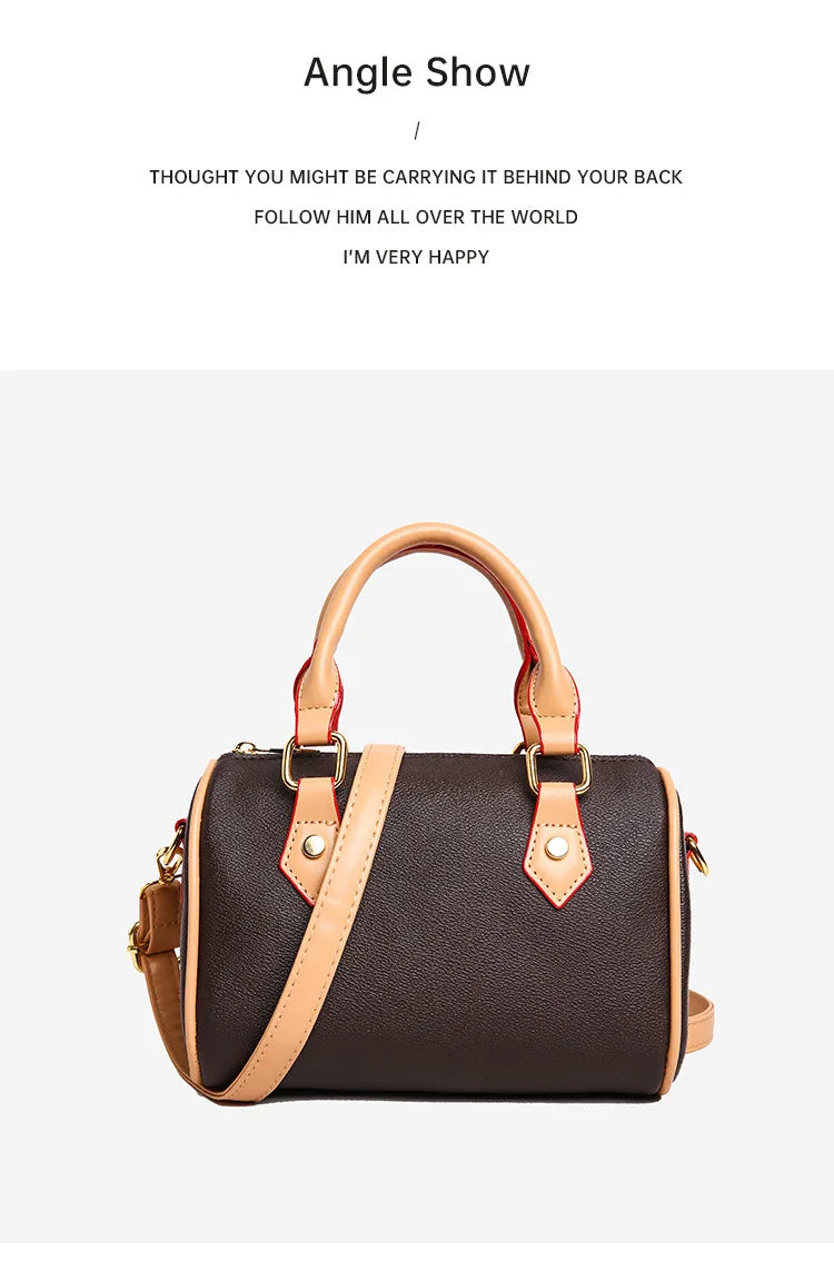 Luxury PU Women's Shoulder Bag - Pillow Boston Bag, Adjustable Crossbody/Handheld/Underarm, Spacious Multi-Way Purse