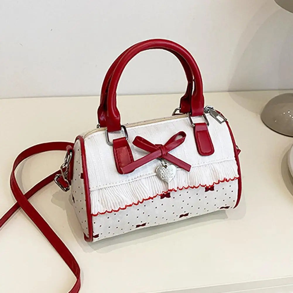 Bow Handbag Large Capacity Waterproof Single Shoulder Bag Adjustable Strap sweet cute Casual shopping Tote Bag