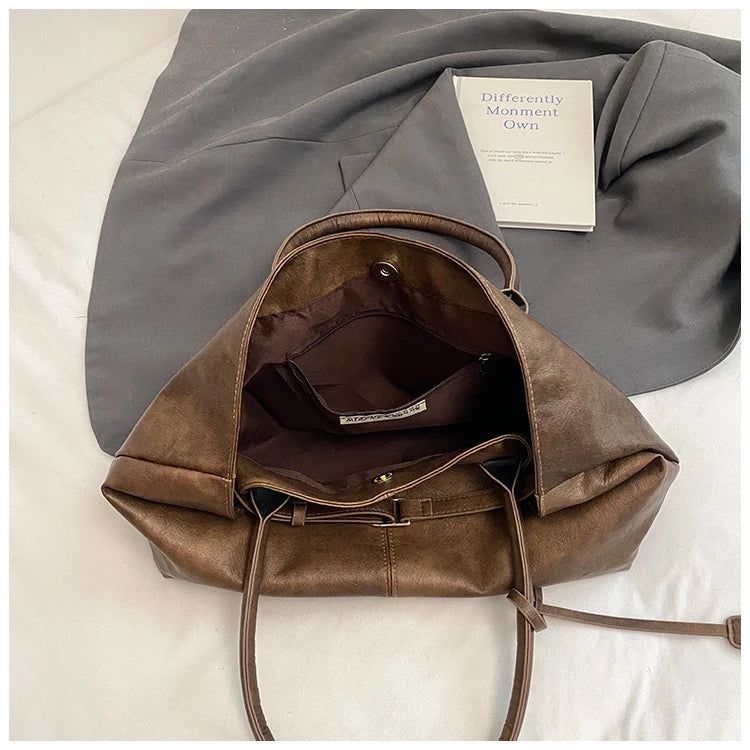 Women's Tote Bag, Large Capacity Soft Leather Shoulder Bag, Retro Casual Handbag, Perfect for Commuting Handbags Travel Bag