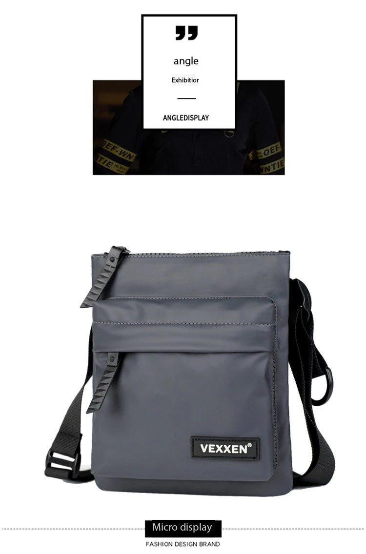 Messenger Sling Bags For Men Casual PU Leather Zipper Crossbody Pouch Simple Mini Crossbody Phone Bag Male Side Shoulder Bag