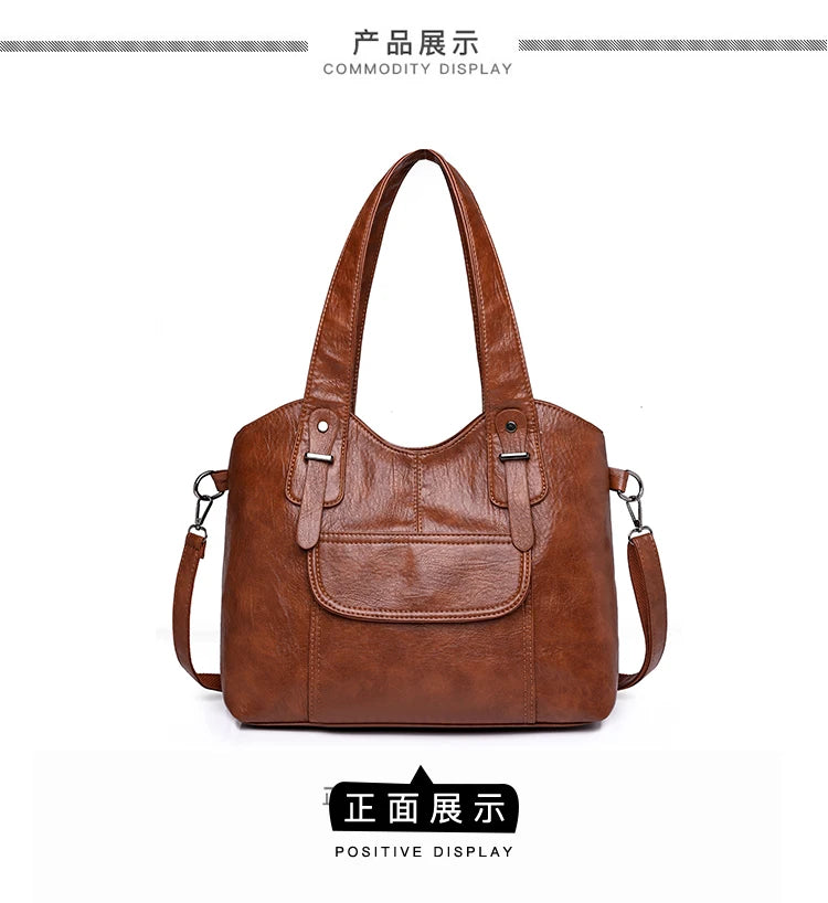 Luxury Soft Leather Handbags Designer Retro Crossbody Bags for Women 2023 New Large Capacity Ladies Shoulder Messenger Bag