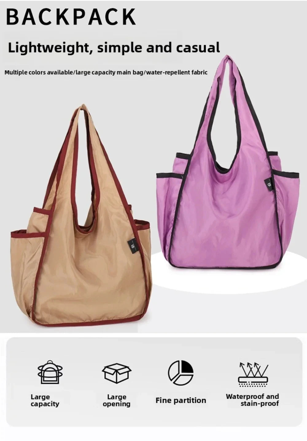 Large Capacity Lady Tote Bag Foldable Thickening Shopping Bag Lightweight Handbag Double-layer Shoulder Bag for Women