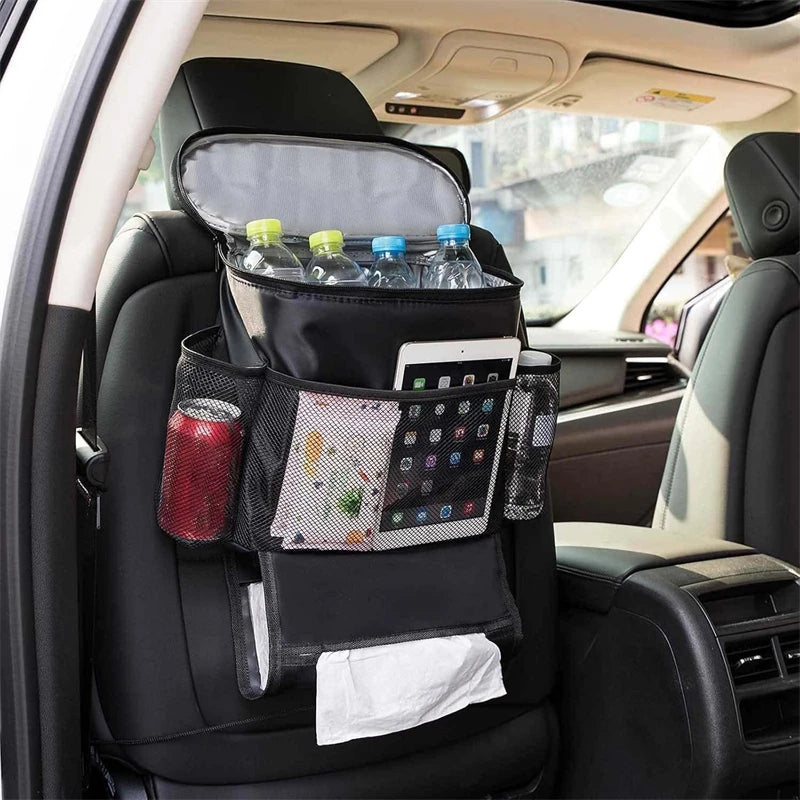 Car Seat Organizer Seat Back OrganizerMulti-PocketTravel Insulated Drink Holder Cooler Mesh Pocket Storage Bag Heat Preservation