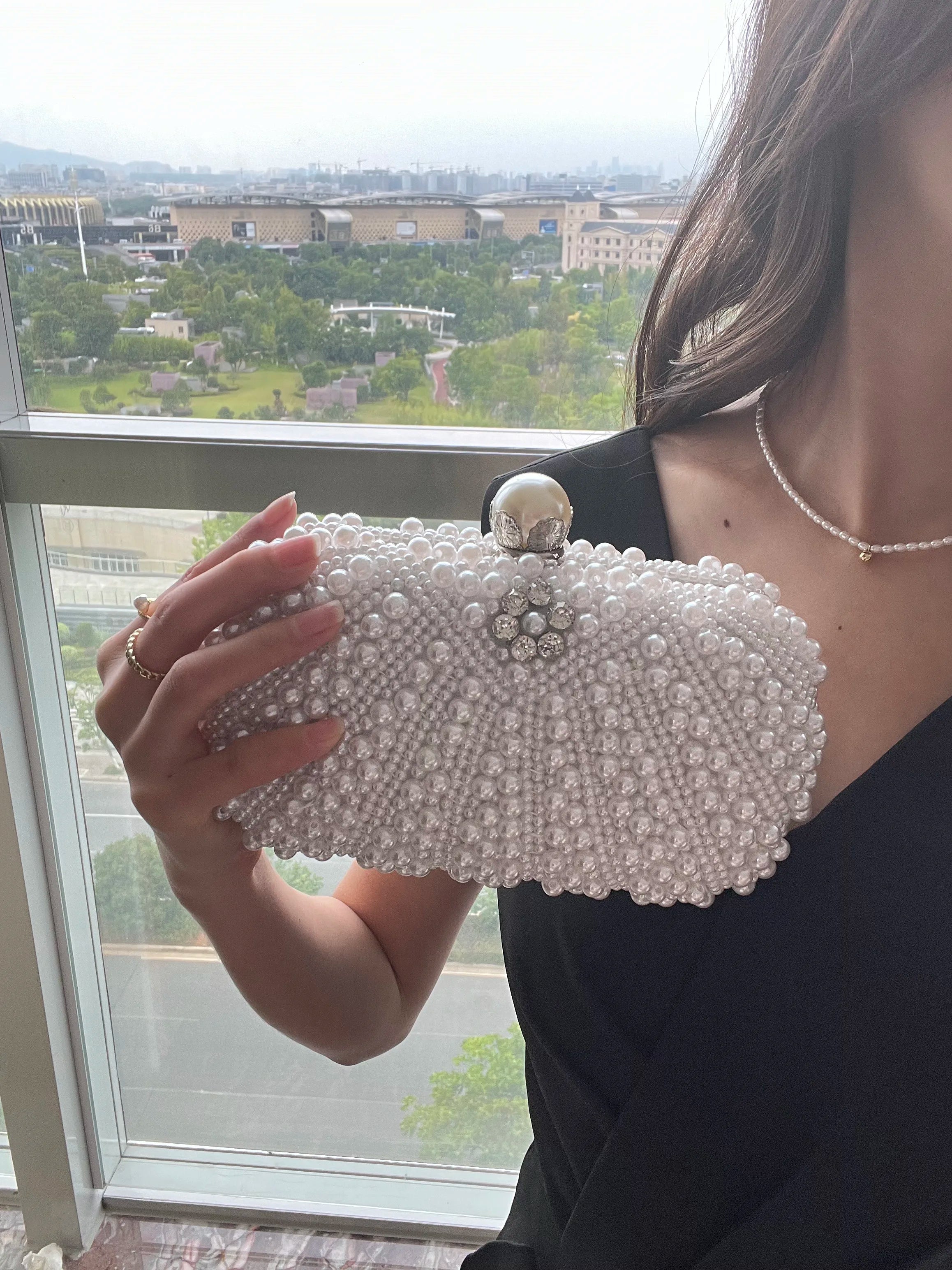 Elegant pearl evening bag, evening dress bag, formal party bag, ball bag, clutch bag, chain bag