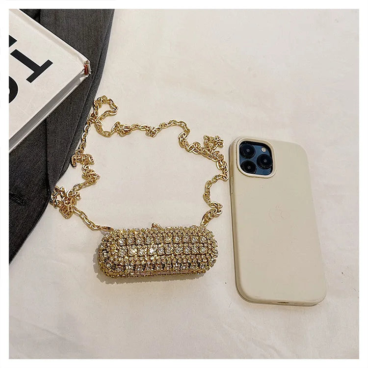 Mini Evening Bags for Women 2025 New Fashion Diamonds Shoulder Bag Ladies Luxury Cute Chain Party Lipstick Crossbody Bag Woman