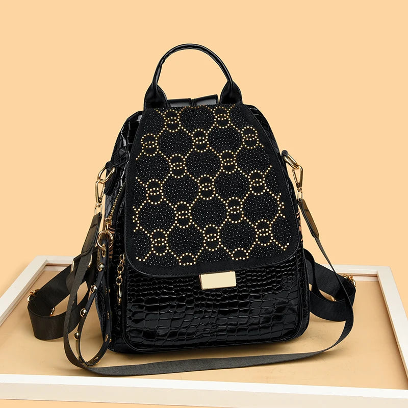 Luxury Oil Wax Leather Backpack for Women, Large Capacity Fashion Shoulder Bag, Stylish Casual Travel Daypack, Durable &Rucksack