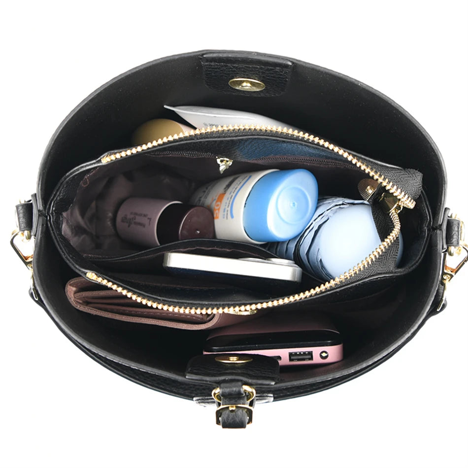 Luxury Designer High Quality Leather Women's Handbag Purses 3 Layers Multifunctional Ladies Shoulder Messenger Bags Sac Femme