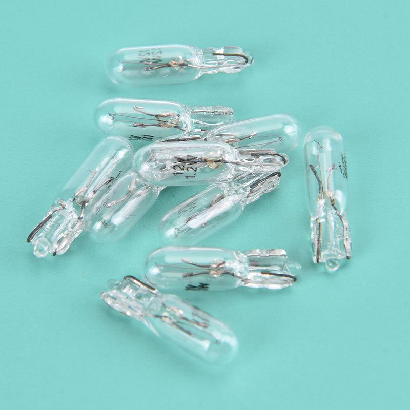 10Pcs/pack 12V 1.2W T5 Glass Light Bulb Dashboard Instrument Panel Brake Light Bulbs Headlights Lamp Lights Car Lights