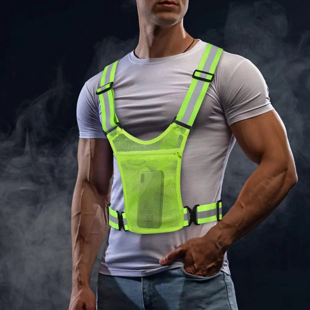 Reflective Safety Vests Lightweight Adjustable Elastic Vest Jacket Hi Vis Reflective Strips for Traffic Control Running Cycling