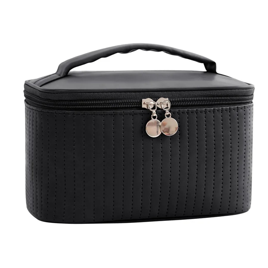 Makeup Bags for Women Travel Toiletry Cute Cases Bag Portable Solid Color Makeup Organizer Box Cosmetic Bag Neceser PU Leather