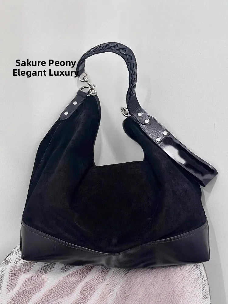 Large Capaci Suede Hobo Bag Women's Casual Commuter Tote Bag Trendy Single oulder Bag GP Famous Star  Hobo Bag