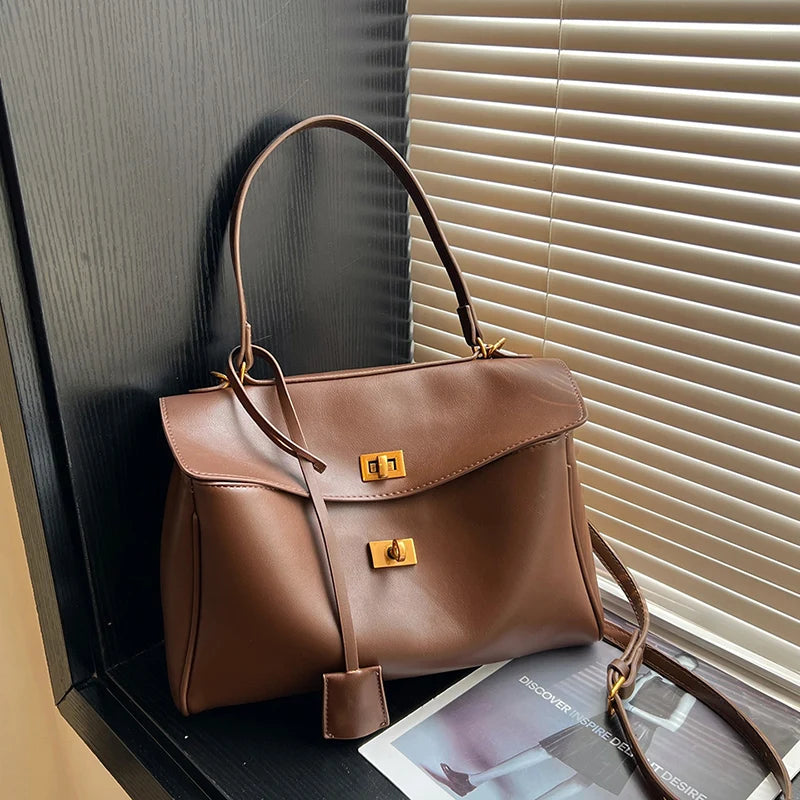 Branded Shoulder Bags Luxury Women Soft PU Leather Solid Color Large Capacity Shopper Totes 2025 Latest Luxury Designer Handbags