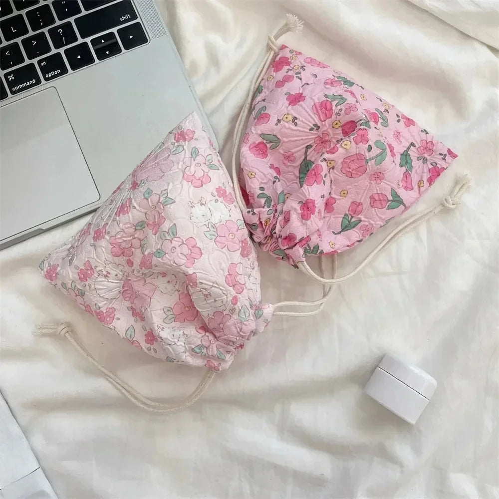 Cute Bear Cartoon Drawstring Bags Women Drawstring Packaging Pocket Cosmetic Bag Makeup Bag Large Capacity Coin Purse Coin Pouch