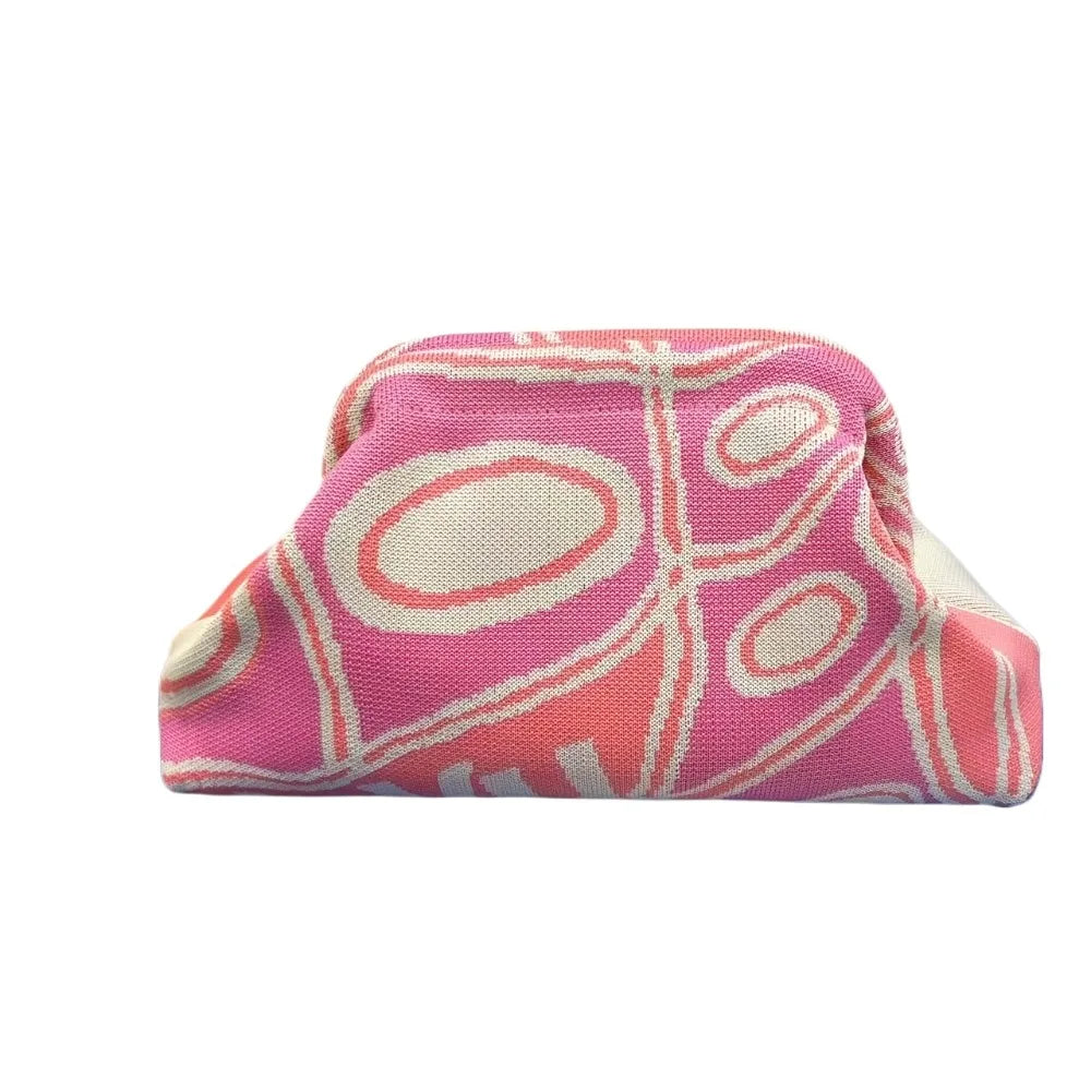 Trendy knitted clip bag versatile large capacity suitable for storage bags New high-end pattern clutch bag