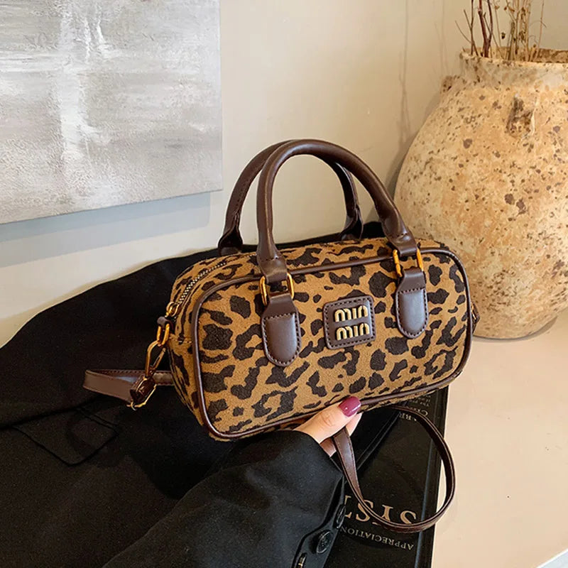 Luxury Brand Women Bag 2024 Winter Handbag Phone Purse Fashion Hobo Bag Satchel Retro Leopard Print Lady Shoulder Crossbody Bags