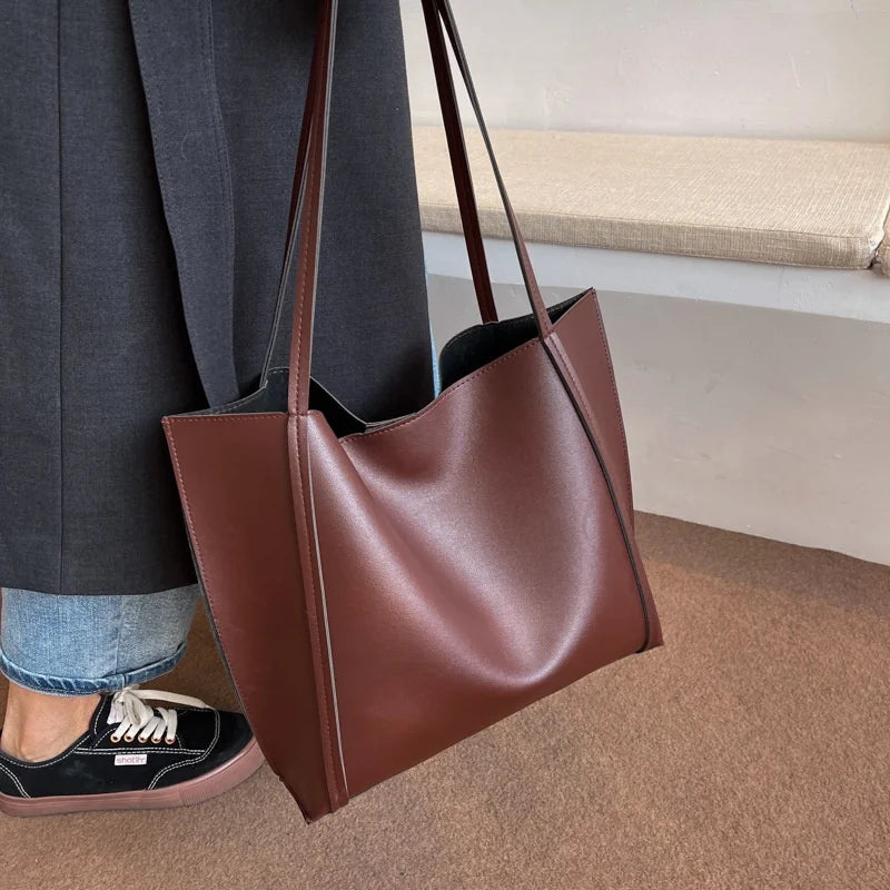 Large Capacity Shoulder Bag Trendy Pu Leather Tote Bags Solid Color Ladies Handbag Women's Fashion Underarm bags