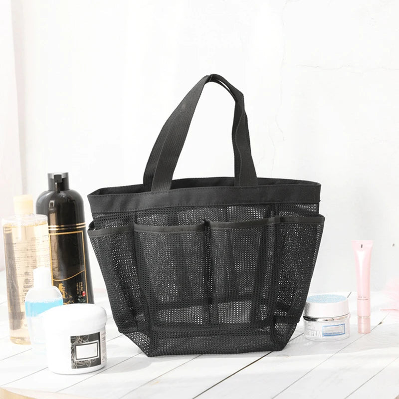 Mesh Beach Bags Tote Bag with 8 Pockets Waterproof Lightweight Foldable Tote Bag Oversized Pool Bag