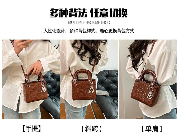 Women's Princess Diana - Style Glossy Crocodile Shoulder Bag - High - End,Versatile Messenger for On - the - Go luxury designer