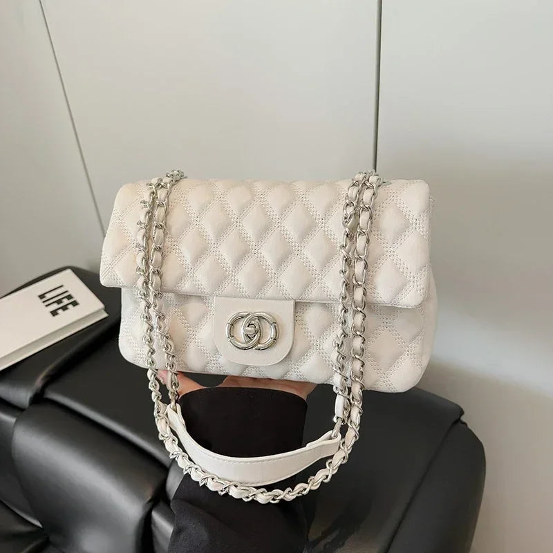 2025 Solid Color Crossbody Bag, Fashionable Commuter Crossbody Bag with Large Capacity and Elegant Minimalist Leather Design