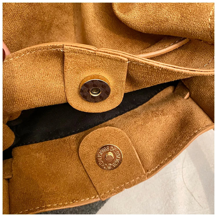 Large Nubuck Leather Tote Bags Ladies Shoulder Bag for Women Autumn Winter New Korean Fashion Y2K Retro Handbags and Purses