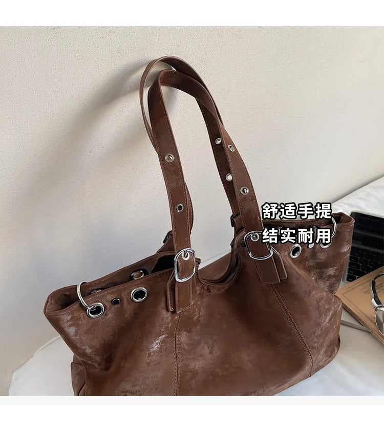 Personality Tote Bag for Women Solid Suede Pillow Underarm Bags Large Capacity Female Commute Shoulder Bags Matte Travel Pack