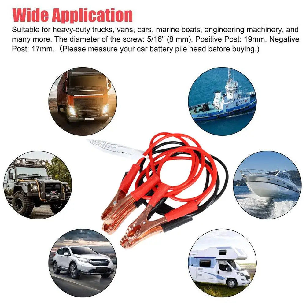 1.8 M 500A Car Battery Jump Cable Booster Cable Line Emergency Jump Starter Leads Van SUV Double-ended With Clamps Clips