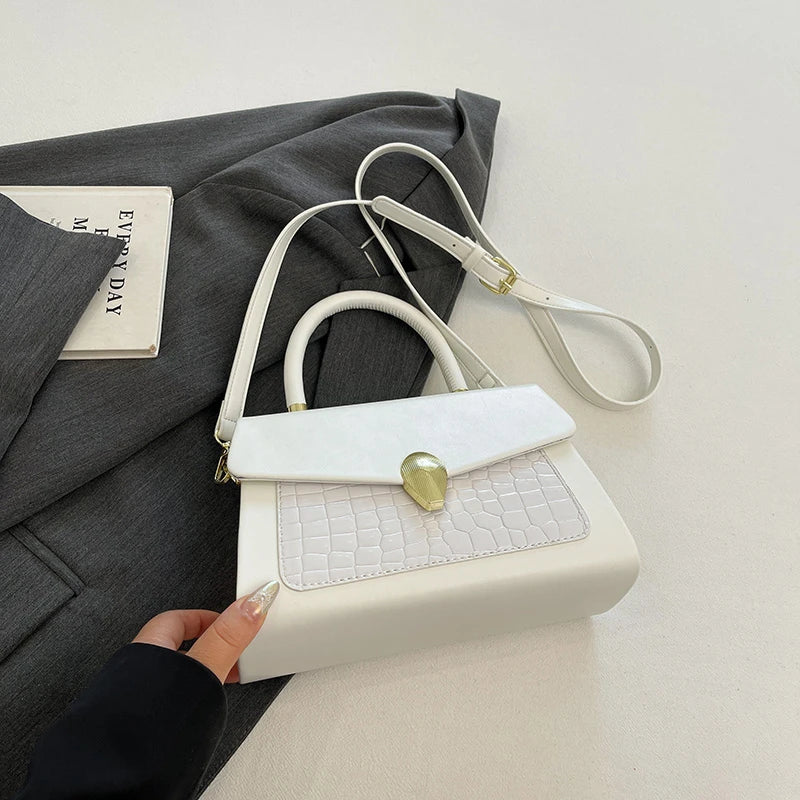 Luxury Black Handbag Classic Women Bag 2024 New Designer Shoulder Bag High Quality Solid Pu Leather Crossbody Small Square Bag