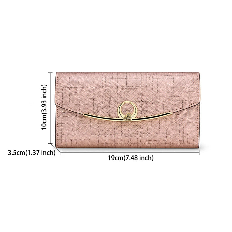 Luxury Designer Women's Long Leather Wallet High Quality Large Capacity Purses for Women Multifunctional Simple Elegant Handbag