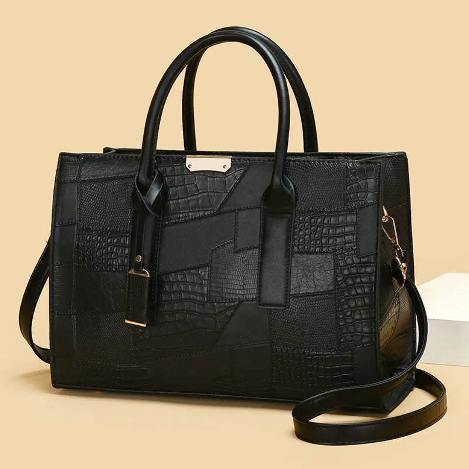 Large Capacity Shopping Bag for Daily Commuting Hand Bags Luxury Shoulder Bags Splicing Pu Leather Handbags Caual Tote New Sac