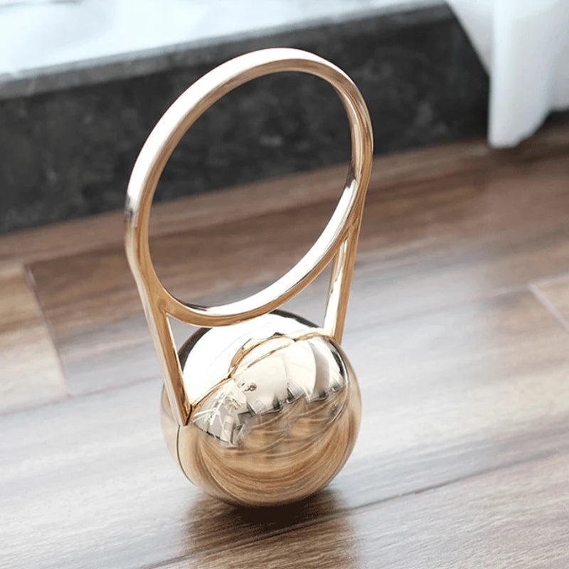 Brand Evening Bag With Ball Handle Mini Pvc Luxury Shoulder Bag Electroplated Bowling Purse Women Round Ball Handbag Armpit Bag