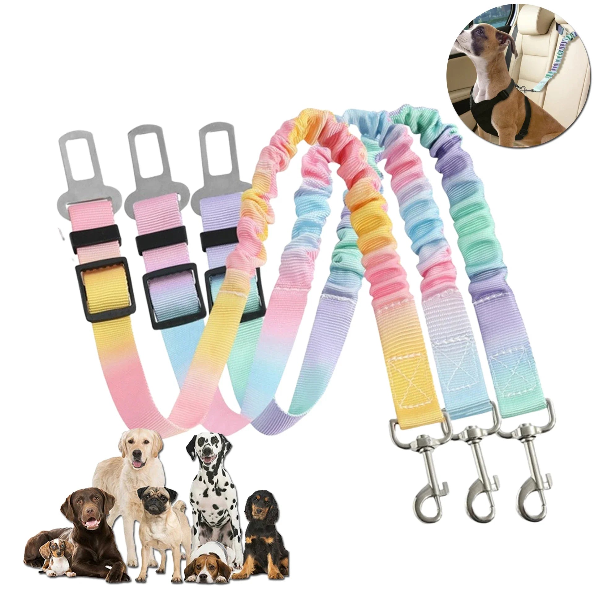 Dog Seat Belt,Small,Medium,and Large Dog Car Safety Buckle,Pet Safety Rope,Car Towing Belt, Anti Slip Rope,Dog Rope