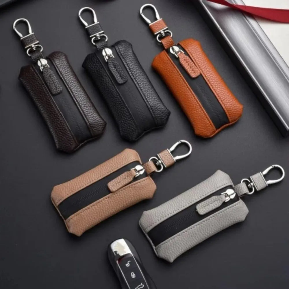 Luxury Car Key Bag Large Capacity Zipper Closure Mini Storage Bag Organizer Protection Cover Keychain Holder Travel Essential