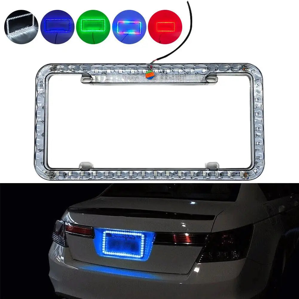 LED License Plate Frame Light 12V Car Rear License Plate Frame LED Lights With Multiple Light Modes Auto Accessries