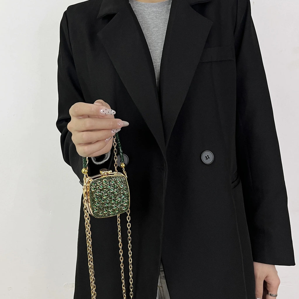 Banquet Bag for Women High-quality Acrylic Shoulder Bag with Mirror Designer Full Diamond Mini Crossbody Bag Cute Lipstick Bag