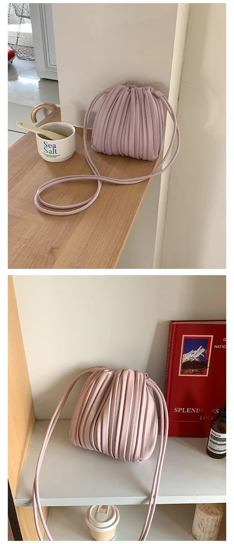 Luxury Women's Shoulder Crossbody Bag Summer New Luxury Soft PU Pleated Mini Bag Versatile Fashion Candy Color Small Square Bag