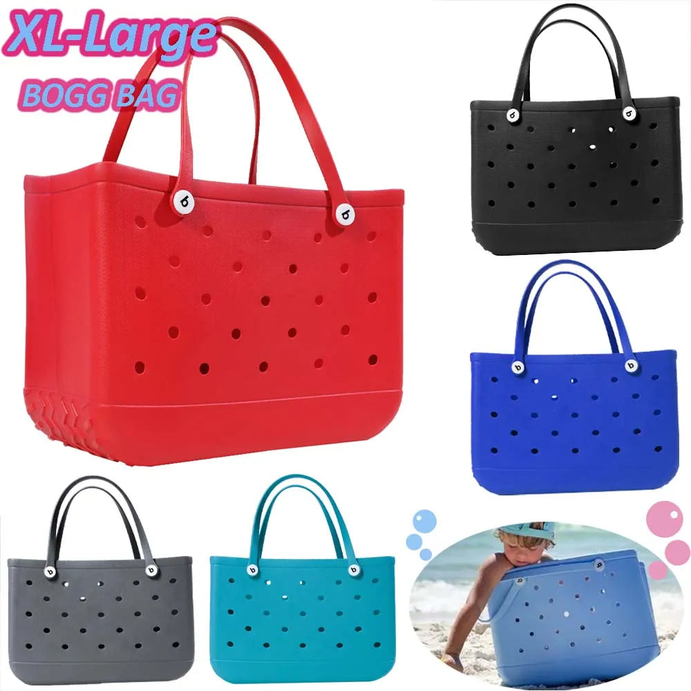Luxury Beach Tote Bags For Women EVA Rubber M L XL Size Waterproof Travel Picnic Storage Basket Girls Shopping Handbag Bag