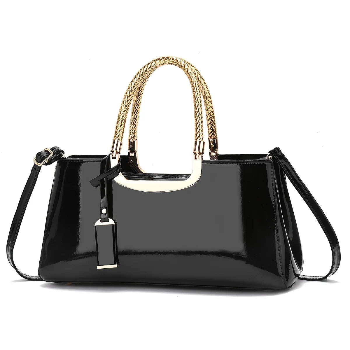 Elegant ladies' evening handbag - shoulder bag, patent leather glossy leather PU leather crossbody bag