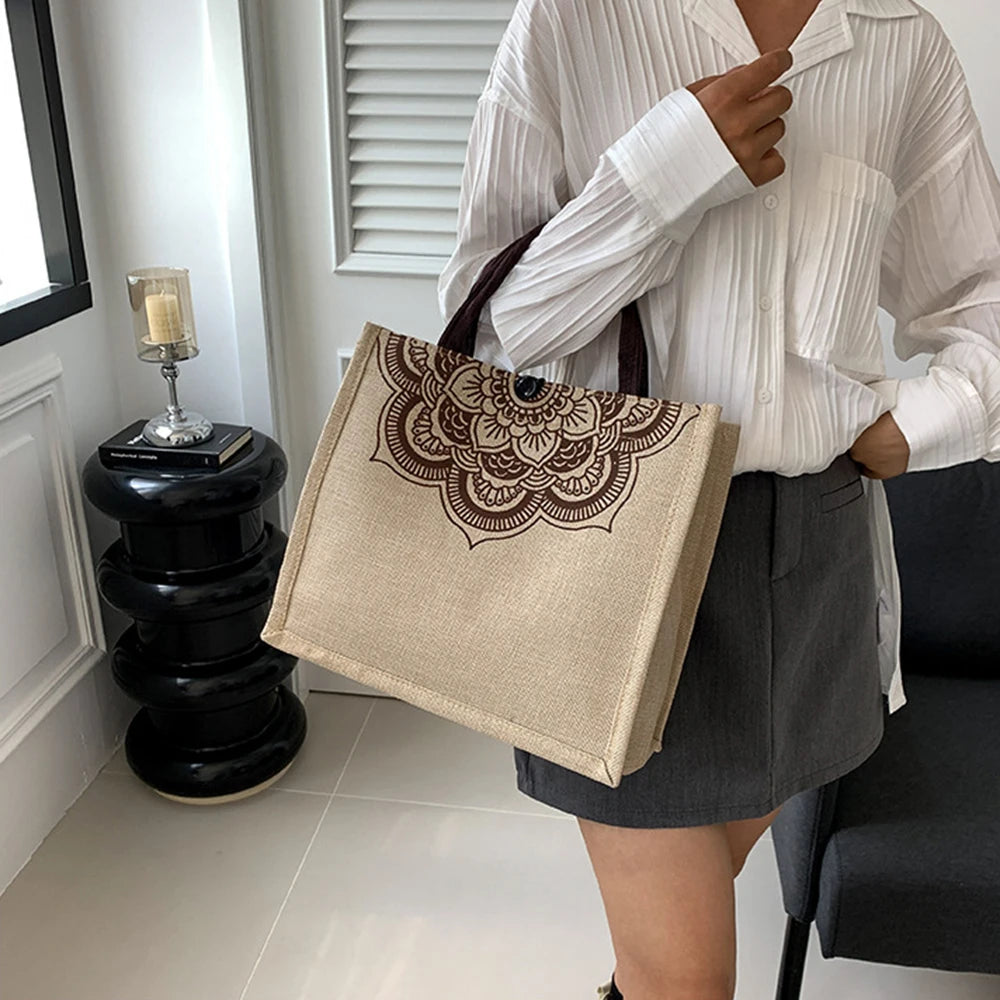 Canvas Handbags For Women Fashion Tote Beach Bags Reusable Shopping Bags Casual Large Capacity Designer Shoulder Pouch Bags