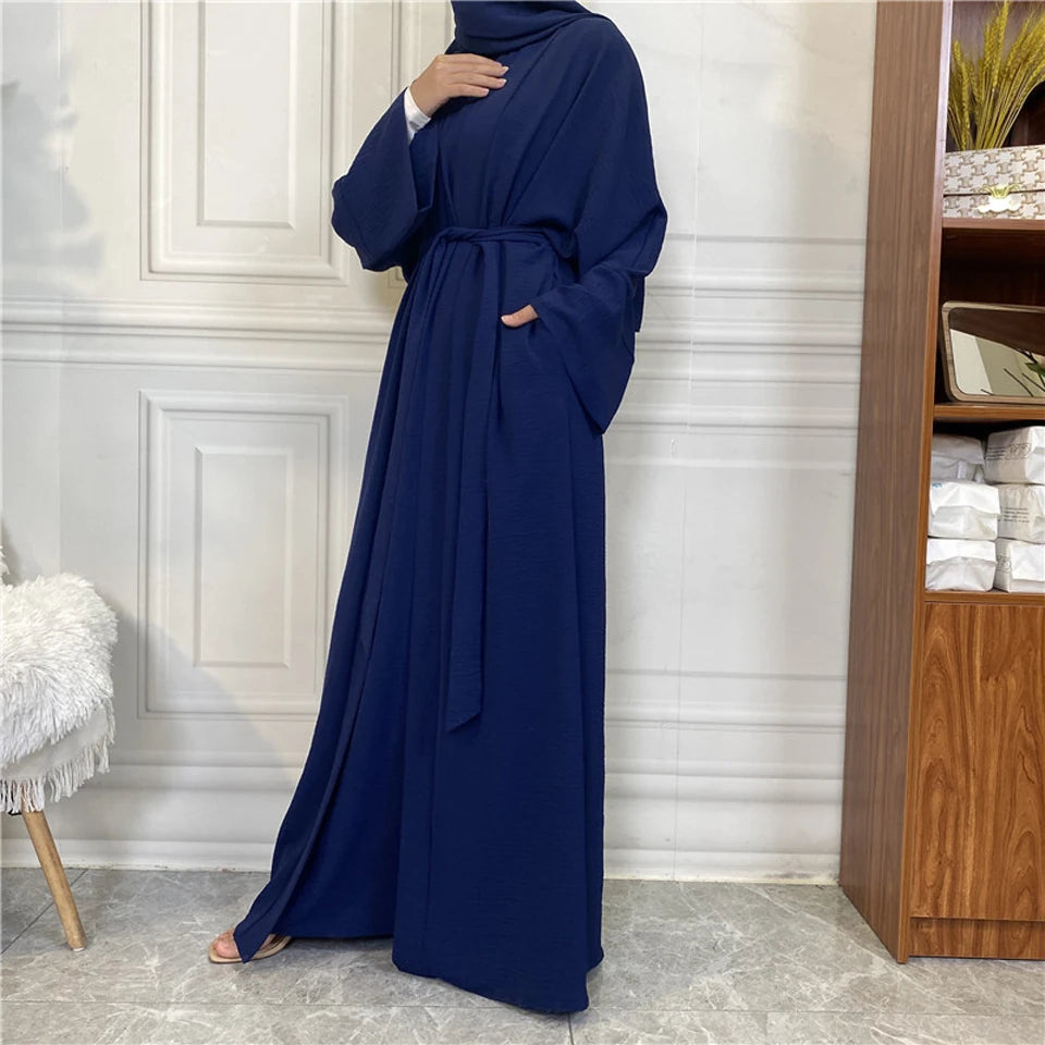 Abaya Women Muslim Long Dresses African Open Kaftan Dubai Turkey 2 Piece Set Luxury Islam Morocco Clothing Caftan Fashion Modest