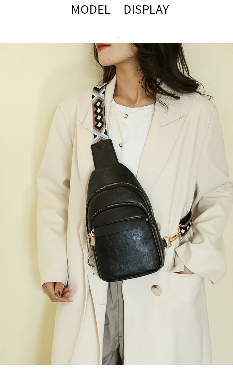 Sling Bag For Women Men Backpack Fanny Pack Crossbody Purse Chest Travel Shoulder Belt Bags Purse Handbag PU Leather Anti Theft