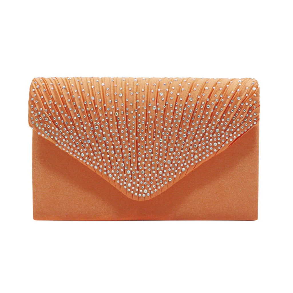 Women's  Luxury Silk Evening Clutch Bag - Elegant Women’s Prom/Wedding Handbag with Detachable Chain Strap & Secure Closure