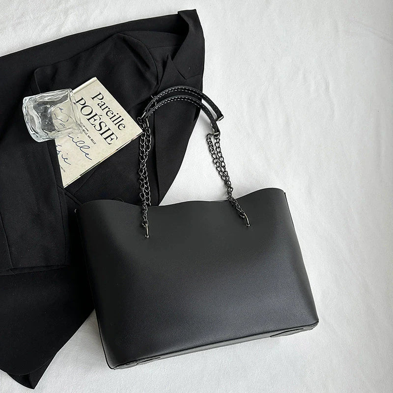Luxury PU Leather Tote Bag For Women New Chains Shoulder Bag Large Capacity Handbag Travel Female Handle Bag bolso