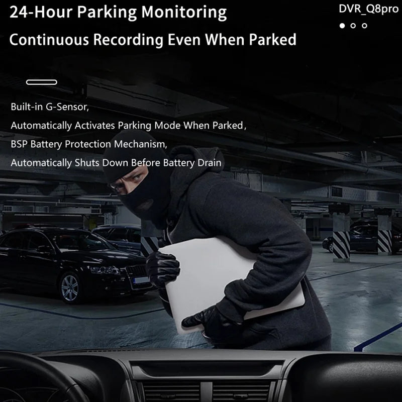 Dash Cam UHD 2K for Car Camera Night Vision With GPS WiFi 24h Parking Loop Record 2K Front 1080P Rear Dual Lens Driving Recorder