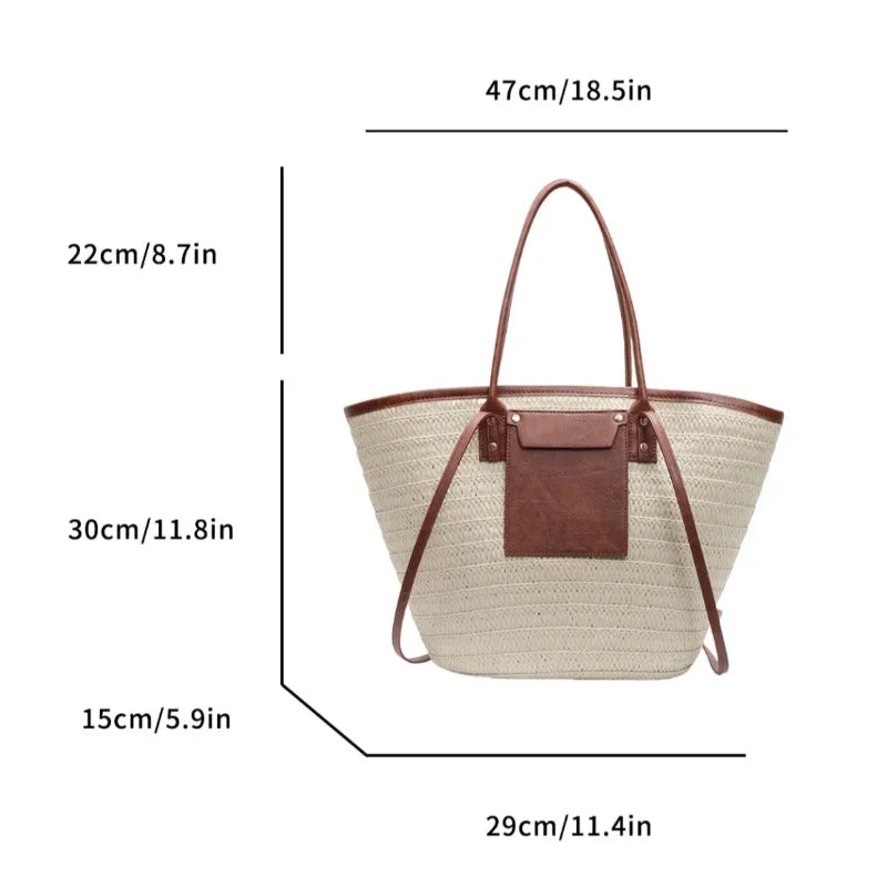 Luxury Designer Straw Beach Bag Large Capacity Beach Shoulder Bag For Women Summer Raffia Handbag Shopper Basket Tote Travel Bag
