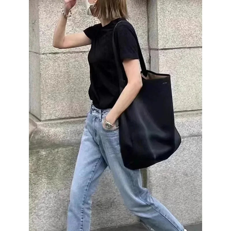 Large Capacity Women's Satchel Simple Fashion Sling Shoulder Tote Bag Shopping Outdoor Storage Shopping Bag Furniture Supplies