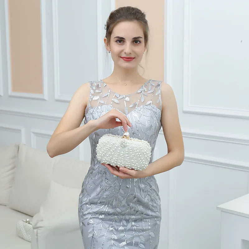 Elegant pearl evening bag, evening dress bag, formal party bag, ball bag, clutch bag, chain bag