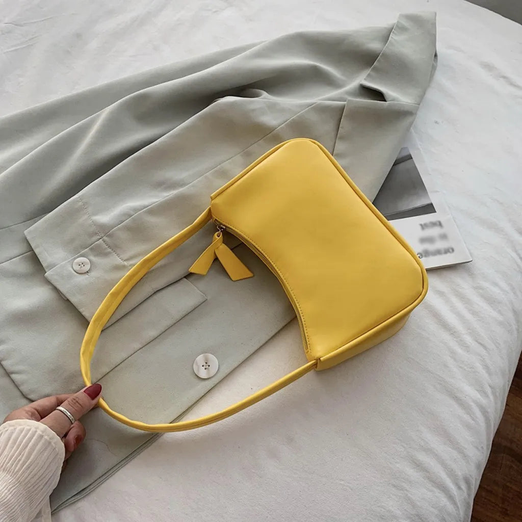 Retro Women Solid Color Zipper Phone Bag Hand Bag Shoulder Bag Armpit Bag Casual 2024 Bags For Women сумка женская