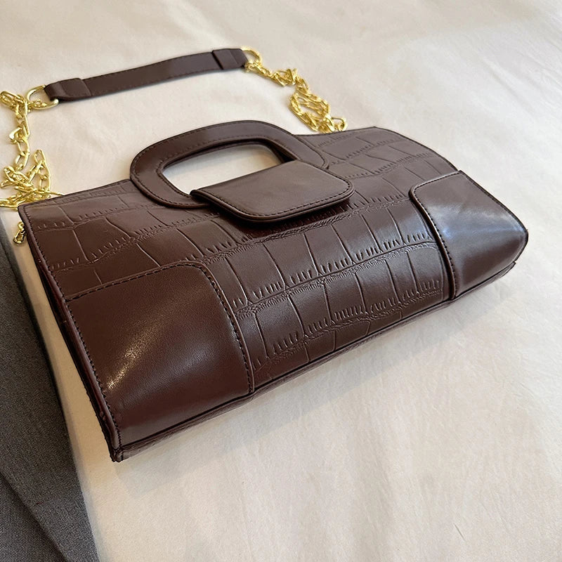 Luxury Clutch Bag Retro Women's Bag Stone Pattern PU Leather Crossbody Bag Female Flap Handbag Shoulder Bag Simple Sac A Main